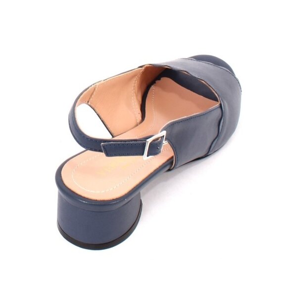 Vernissage 23692 Blue Leather Heel Slingback Sandals Shoes - Picture 4 of 8